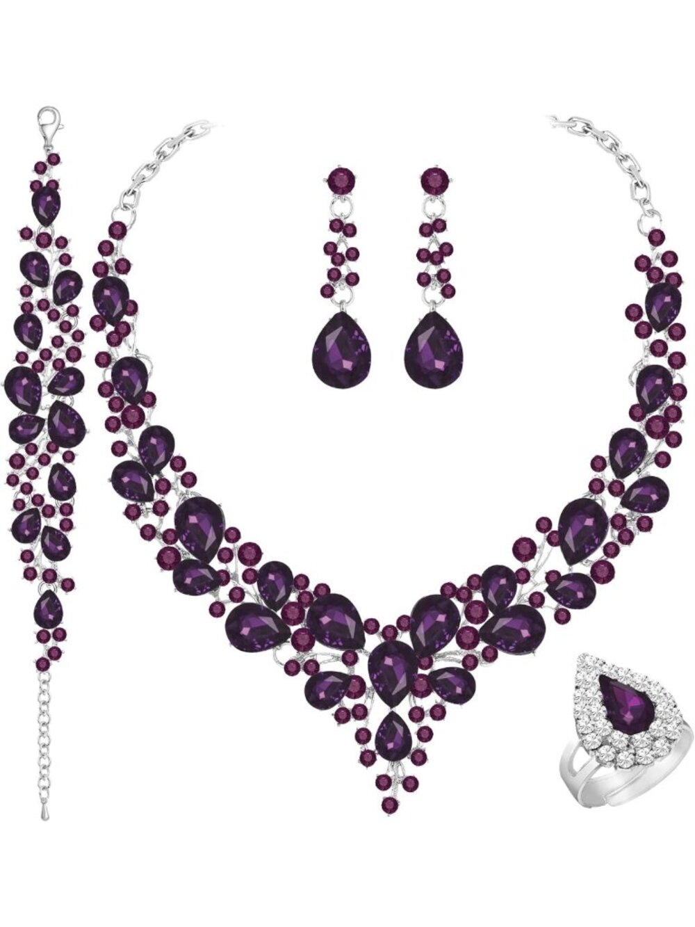 Elegant Crystal Bridal Jewelry Set - Rhinestone Choker, Teardrop Earrings